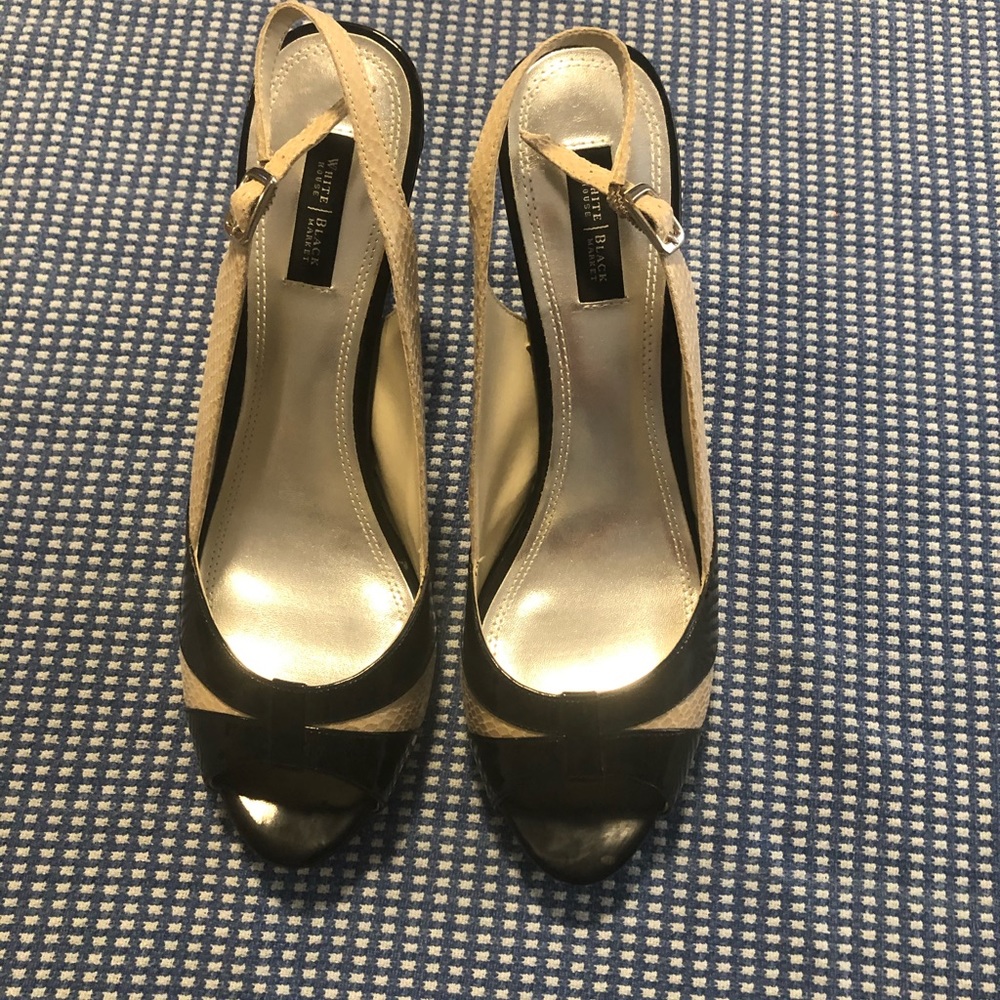 White House Black Market Black and Tan Heels